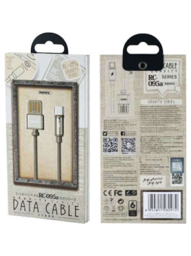 Remax Braided / Magnetic USB to Lightning Cable Μαύρο 1m (Gravity)