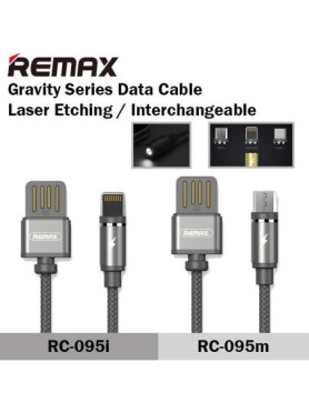 Remax Braided / Magnetic USB to Lightning Cable Μαύρο 1m (Gravity)