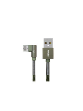 Remax Angle (90°) / Braided USB 2.0 to micro USB Cable Πράσινο 1m
