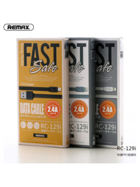 Remax Flat USB to Lightning Cable Μαύρο 1m (Fast Safe)