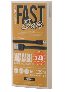 Remax Flat USB to Lightning Cable Μαύρο 1m (Fast Safe)