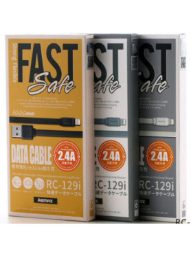 Remax Flat USB to Lightning Cable Μαύρο 1m (Fast Safe)