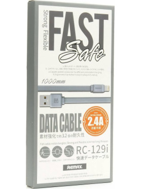 Remax Flat USB to Lightning Cable Γκρι 1m (Fast Safe)