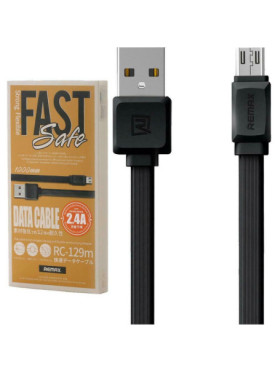 Remax Flat USB 2.0 to micro USB Cable Μαύρο 1m (Fast Safe)