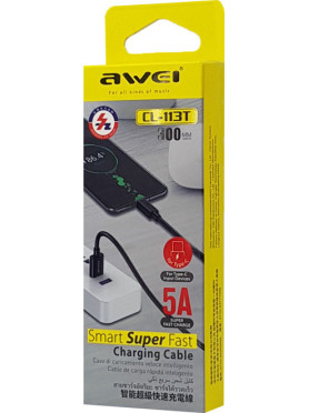 Awei CL-113T USB 2.0 Cable USB-C male - USB-A Μαύρο 0.30m (AW-CL-113T)