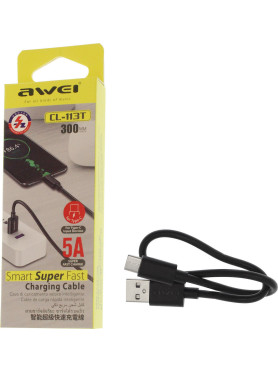 Awei CL-113T USB 2.0 Cable USB-C male - USB-A Μαύρο 0.30m (AW-CL-113T)