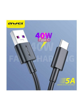 Awei CL-77T USB 2.0 Cable USB-C male - USB-A male Λευκό 1m