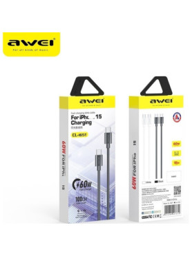 Awei USB 2.0 Cable USB-C male - USB-C 60W Λευκό