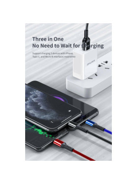 Awei CL-971 Braided USB to micro USB / Type-C / Lightning Cable 2.4A Μαύρο 1.2m (x24785)