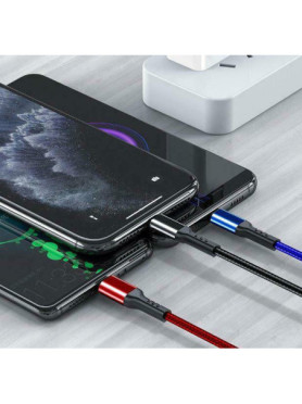 Awei CL-971 Braided USB to micro USB / Type-C / Lightning Cable 2.4A Μαύρο 1.2m (x24785)