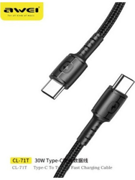 Awei CL-71T Braided USB 2.0 Cable USB-C male - USB-C male Μαύρο 1m