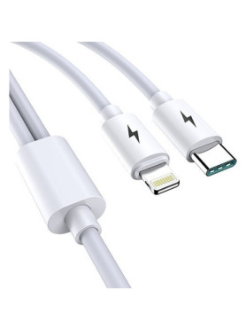 Awei CL-79 Regular USB to Lightning / Type-C Cable 5A Λευκό 1.2m