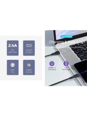 Awei CL-223T USB 2.0 Cable USB-C male - USB-A Λευκό 1m