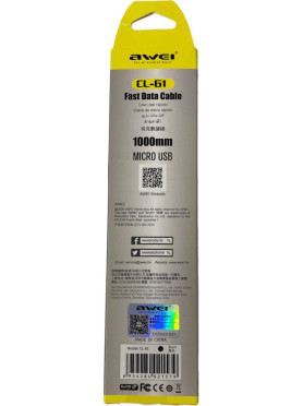 Awei CL-61 Regular USB 2.0 to micro USB Cable Μαύρο 1m