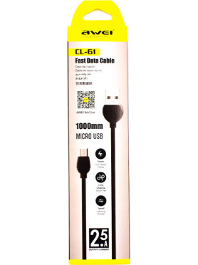 Awei CL-61 Regular USB 2.0 to micro USB Cable Μαύρο 1m