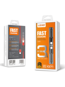 Ldnio LC91 Braided USB 2.0 Cable USB-C male - USB-C male Μαύρο 1m