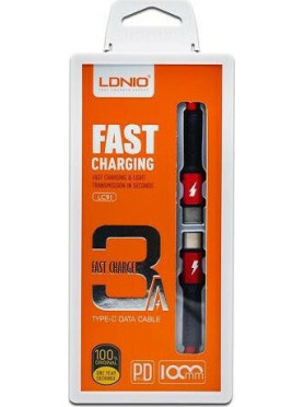 Ldnio LC91 Braided USB 2.0 Cable USB-C male - USB-C male Κόκκινο 1m