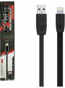 Remax Flat USB to Lightning Cable Μαύρο 2m (Full Speed)