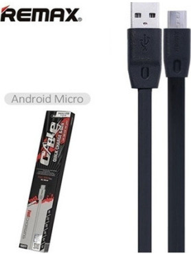 Remax Flat USB 2.0 to micro USB Cable Μαύρο 2m (Full Speed)
