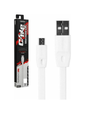 Remax RC-001 Flat USB 2.0 to micro USB Cable Λευκό 2m 1τμχ