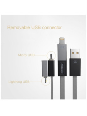 Remax RC-026T Flat USB to micro USB / Lightning Cable Μαύρο 1m