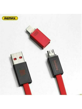 Remax RC-026T Flat USB to Lightning / micro USB Cable Κόκκινο 1m