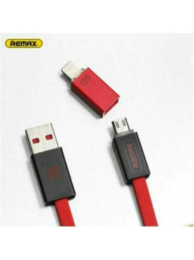 Remax RC-026T Flat USB to Lightning / micro USB Cable Κόκκινο 1m