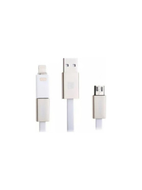 Remax RC-026T Flat USB to Lightning / micro USB Cable Λευκό 1m
