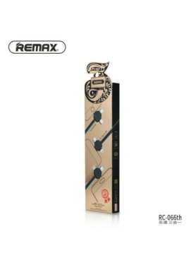 Remax Lesu RC-066th Flat USB to Lightning / Type-C / micro USB Cable 2.1A Μαύρο 1m