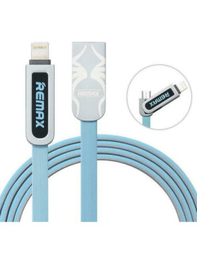 Remax Armor RC-067t Flat USB to Lightning / micro USB Cable Μπλε 1m