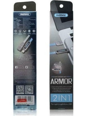 Remax Armor RC-067t Flat USB to Lightning / micro USB Cable Μπλε 1m