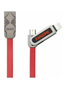 Remax Armor RC-067t Flat USB to Lightning / micro USB Cable Κόκκινο 1m
