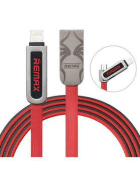 Remax Armor RC-067t Flat USB to Lightning / micro USB Cable Κόκκινο 1m