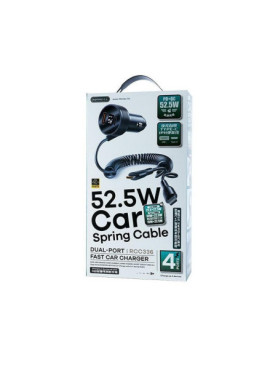 Remax Φορτιστής Αυτοκινήτου 52.5W 5A με Θύρες: 2xUSB 1xType-C 2xΑναπτήρα μαζί με Καλώδιο Lightning / Type-C Μαύρος