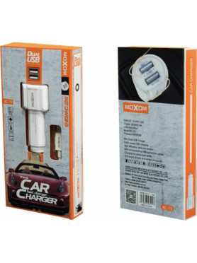 Moxom KC-15 Φορτιστής Αυτοκινήτου 2.4A με Θύρες: 1xUSB 1xType-C μαζί με Καλώδιο Type-C Λευκός