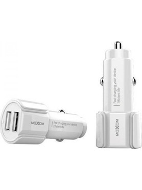 Moxom KC-15 Φορτιστής Αυτοκινήτου 2.4A με Θύρες: 1xUSB 1xType-C μαζί με Καλώδιο Type-C Λευκός