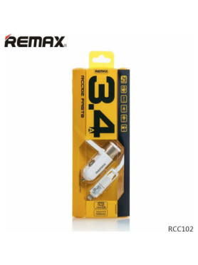 Remax RCC102 Φορτιστής Αυτοκινήτου 3.4A με μία Θύρα: 1xUSB μαζί με Καλώδιο Lightning / Micro-USB Λευκός