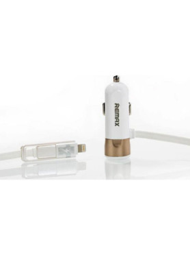Remax RCC102 Φορτιστής Αυτοκινήτου 3.4A με μία Θύρα: 1xUSB μαζί με Καλώδιο Lightning / Micro-USB Λευκός