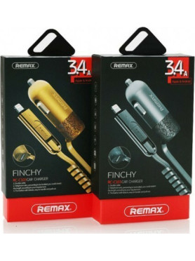 Remax Finchy Φορτιστής Αυτοκινήτου 3.4A με μία Θύρα: 1xUSB μαζί με Καλώδιο Lightning / Micro-USB Ασημί