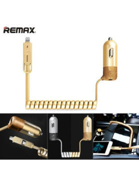Remax Finchy Φορτιστής Αυτοκινήτου 3.4A με μία Θύρα: 1xUSB μαζί με Καλώδιο Lightning / Micro-USB Χρυσό