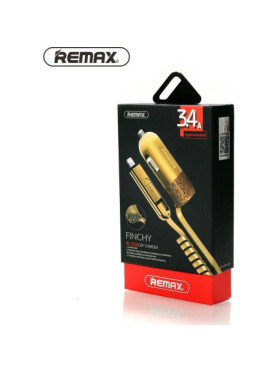 Remax Finchy Φορτιστής Αυτοκινήτου 3.4A με μία Θύρα: 1xUSB μαζί με Καλώδιο Lightning / Micro-USB Χρυσό