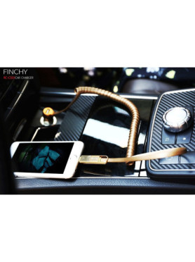 Remax Finchy Φορτιστής Αυτοκινήτου 3.4A με μία Θύρα: 1xUSB μαζί με Καλώδιο Lightning / Micro-USB Χρυσό