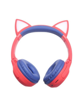 T22 Cat Ear Ασύρματα / Ενσύρματα Παιδικά On Ear Ακουστικά με 24 ώρες Λειτουργίας Κόκκινο / Μπλε