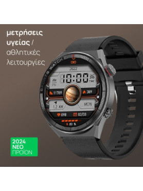 NO.1 DT3 Mate 45mm Smartwatch με Παλμογράφο (Μαύρη Κάσα / Μαύρο Λουρί Σιλικόνης)
