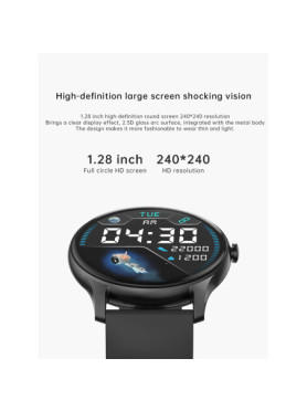 NK08C Stainless Steel 45mm Smartwatch (Μαύρο)