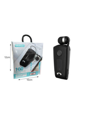 Treqa BT-46 In-ear Bluetooth Handsfree Ακουστικό Πέτου Μαύρο