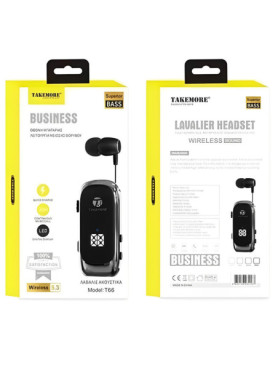 Takemore T66 In-ear Bluetooth Handsfree Ακουστικό Πέτου Μαύρο