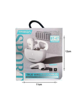 Treqa BT-47 Earbud Bluetooth Handsfree Ακουστικά με Θήκη Φόρτισης Λευκά