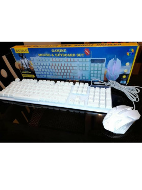 Aoas AOAS Teclado + Mouse Οπτικό Σετ Gaming Πληκτρολόγιο με RGB φωτισμό & Ποντίκι (Αγγλικό US) Λευκό