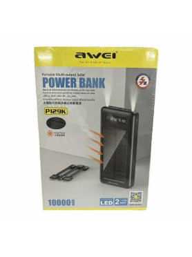 Awei P129K Ηλιακό Power Bank 10000mAh με 2 Θύρες USB-A Μαύρο